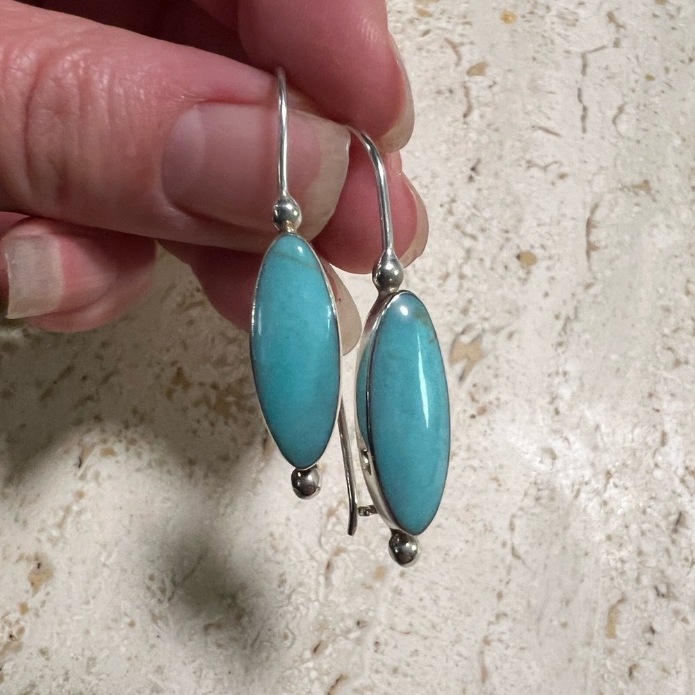 Elegant Silver and Turquoise Earrings Made in Mexico